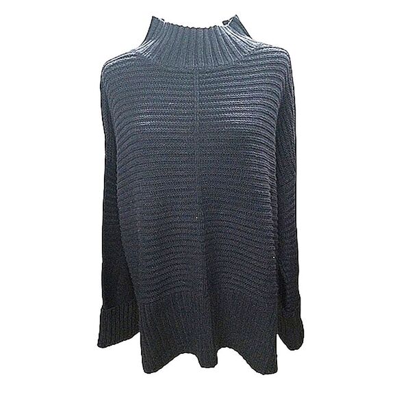 Topshop Sweater Knitted Oversized Ribbed Navy Pullover Size 10 - Picture 1 of 8